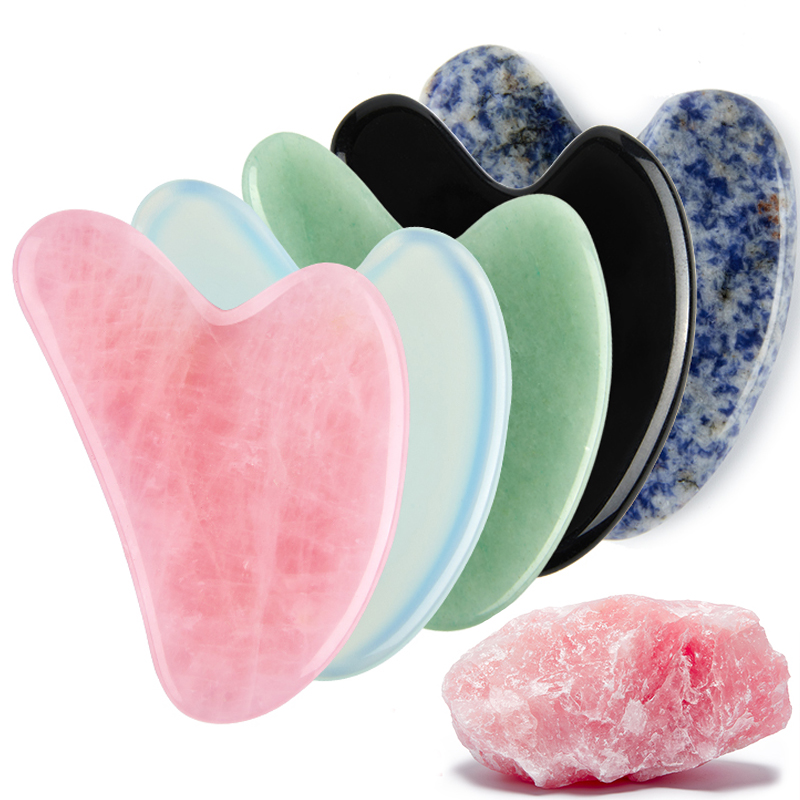 Health Wellness - Natural Stone Jade Gouache Scraper Rose