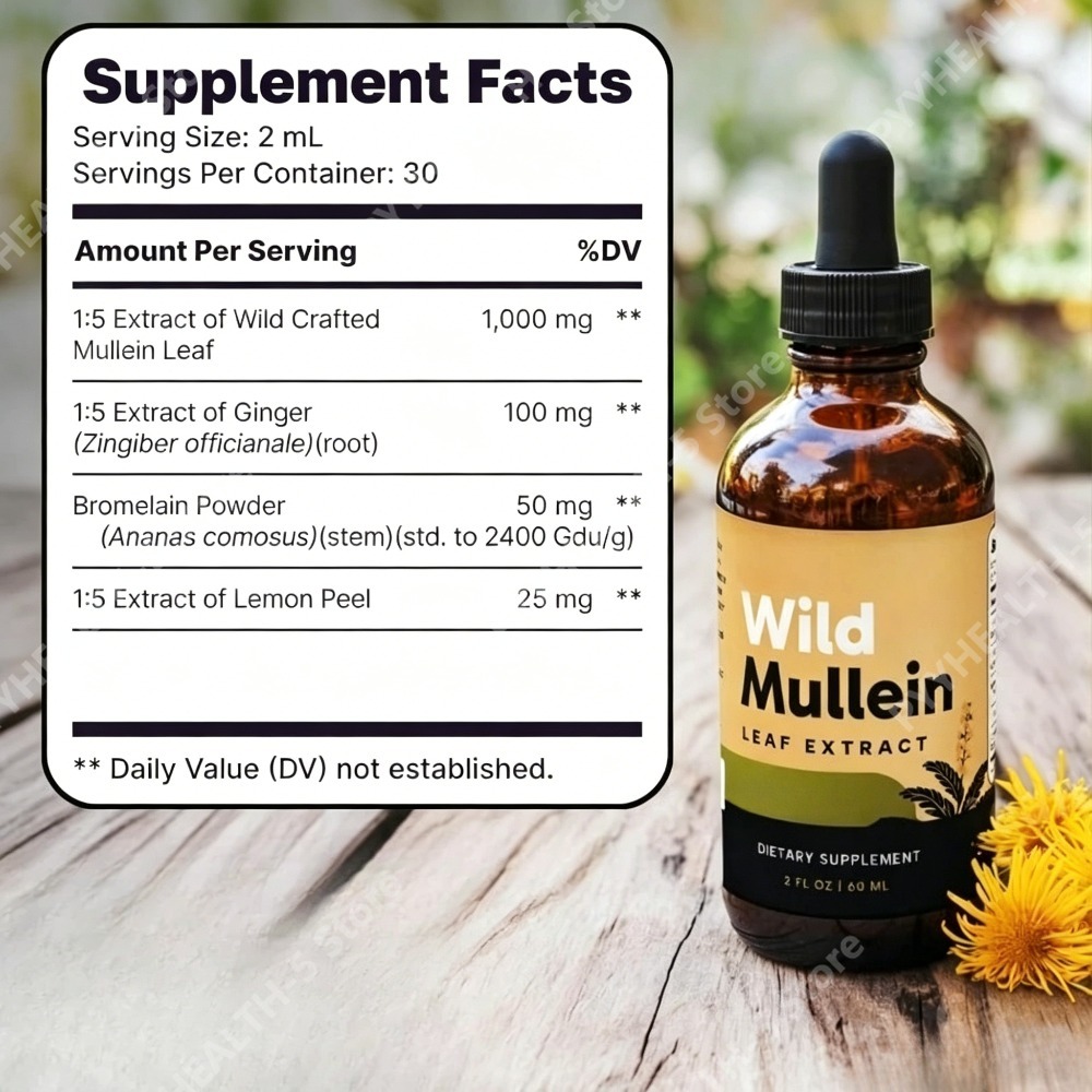 Wild Mullein Leaf Drops with G - Herbal Wellness Drops 评论和价格